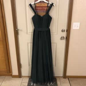 (2) Revelry size 2 green tulle bridesmaid dresses